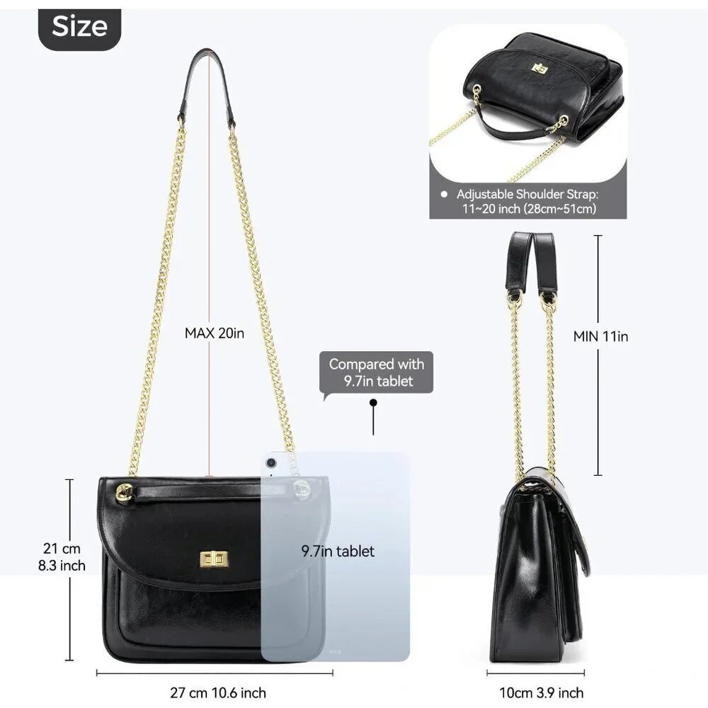 Crossbody Purses for Women Vegan Leather Small Bag with Chain and Multiple Pocke